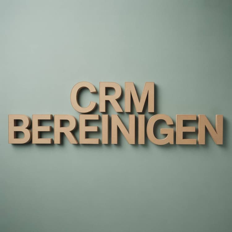 Pappbuchstaben "CRM Bereinigen" auf grünem Hintergrund