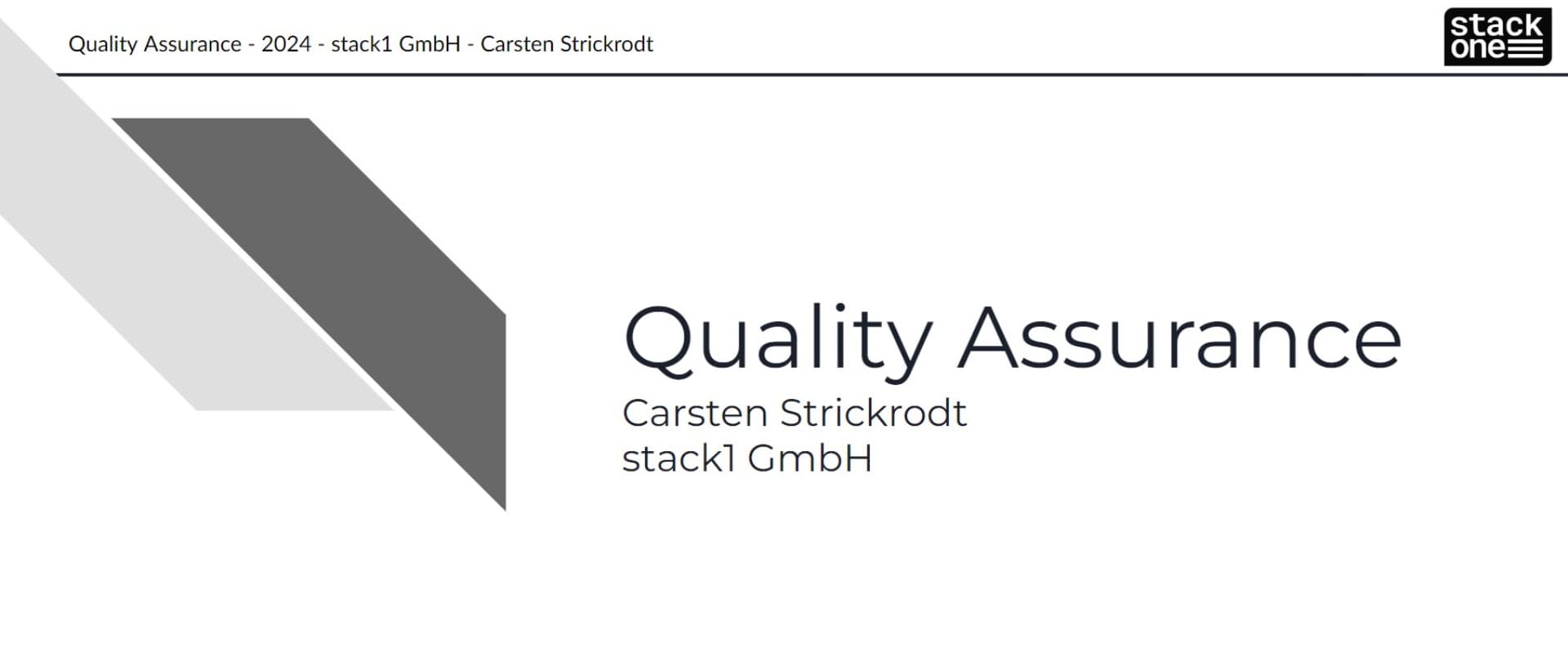 Quality Assurance Präsentation - Titelfolie