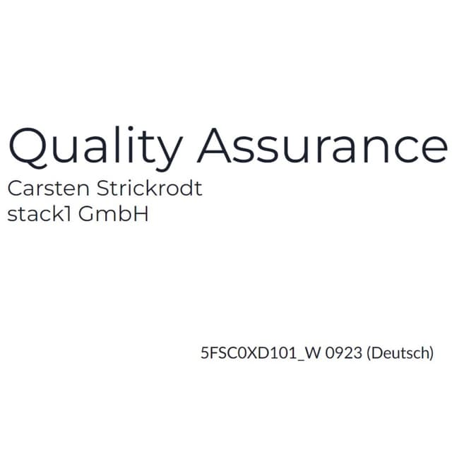 Quality Assurance Präsentation - Titelfolie