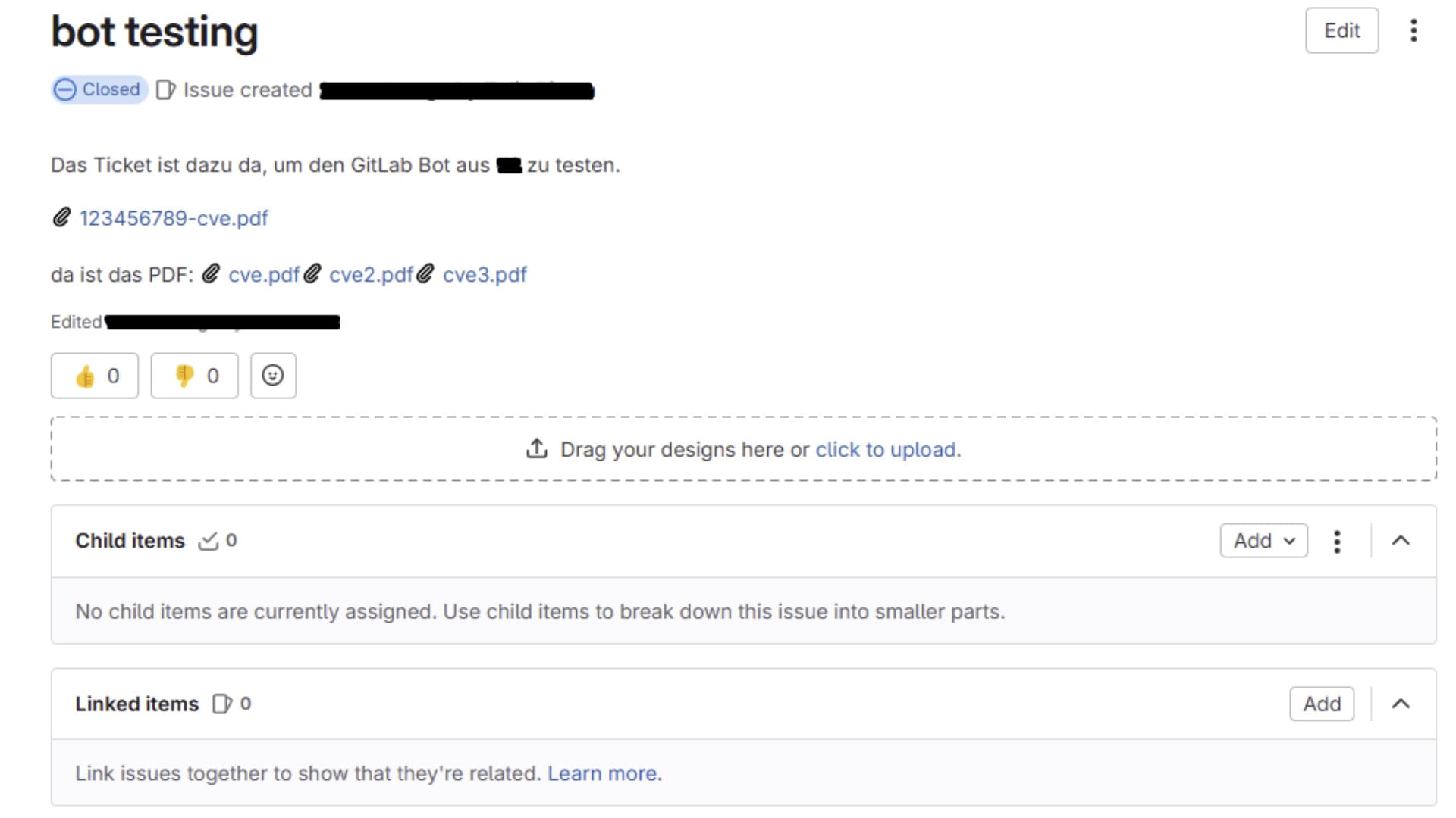 Ticket "bot testing"