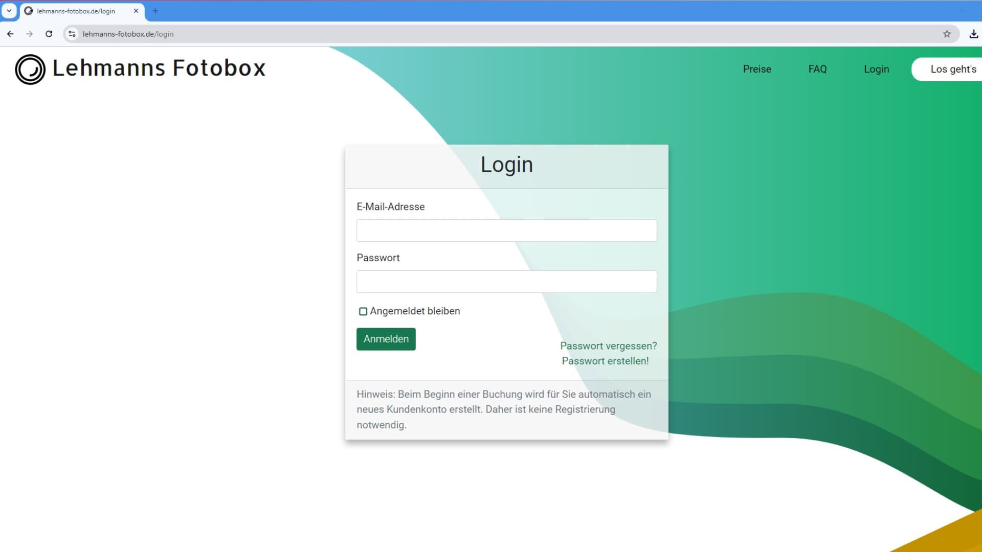 Lehmanns Fotobox - Login Page